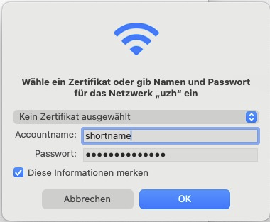 MAC WLAN auswählen