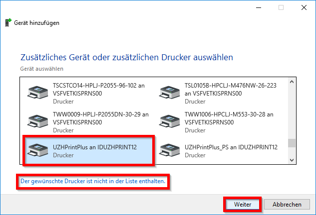 Dialogfenster Gerät hinzufügen