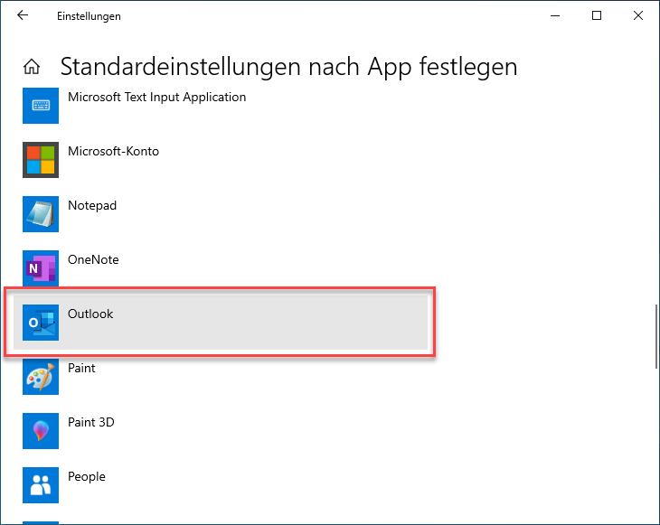 Klicken Sie auf "Outlook"