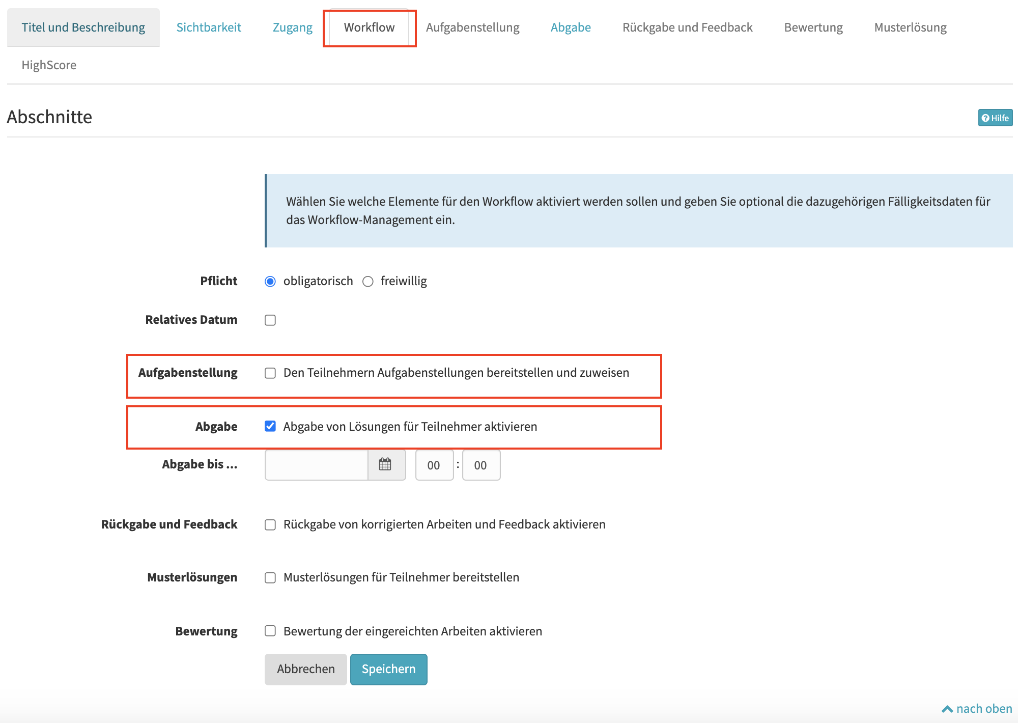 Workflow-Konfiguration bei Verwendung des Aufgabe-Bausteins zusammen mit einem Ordner-Baustein