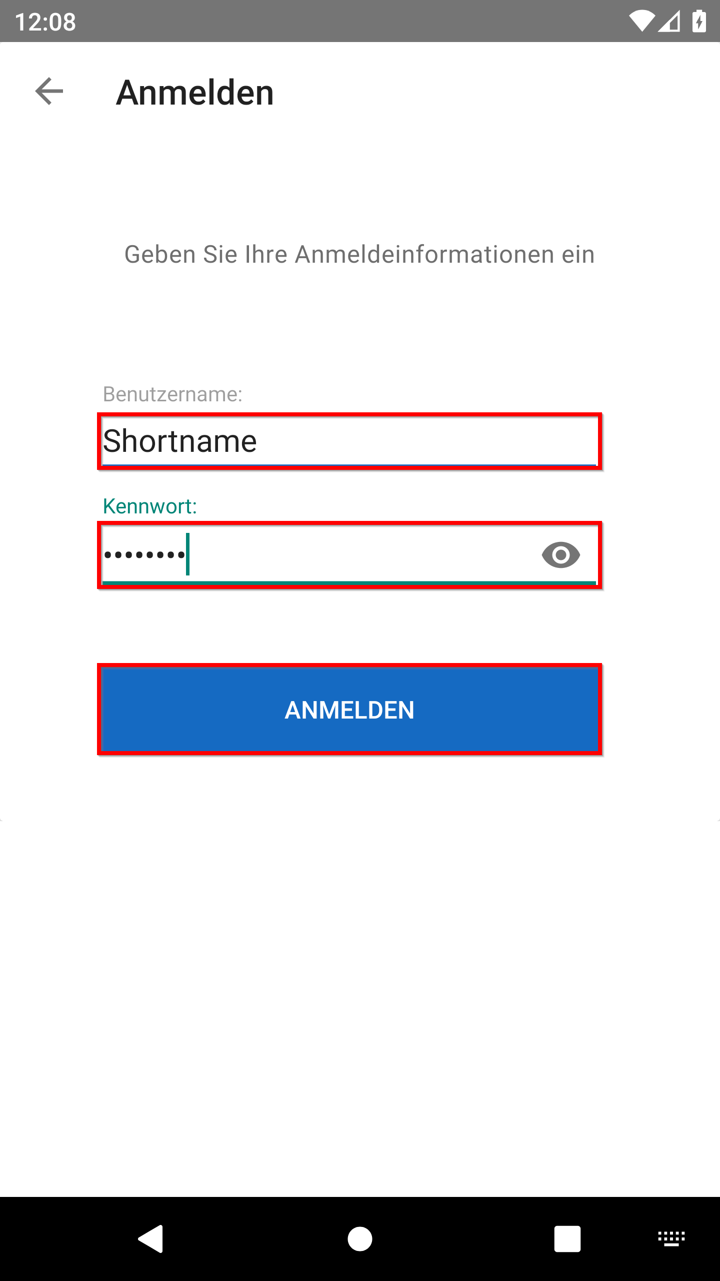 Anmeldung mit dem Active Directory Konto