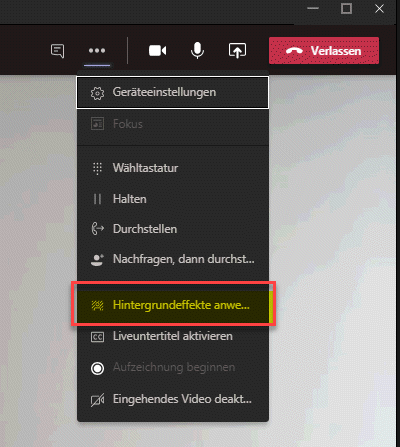 Wählen Sie "Hintergrundeffekte anwenden"