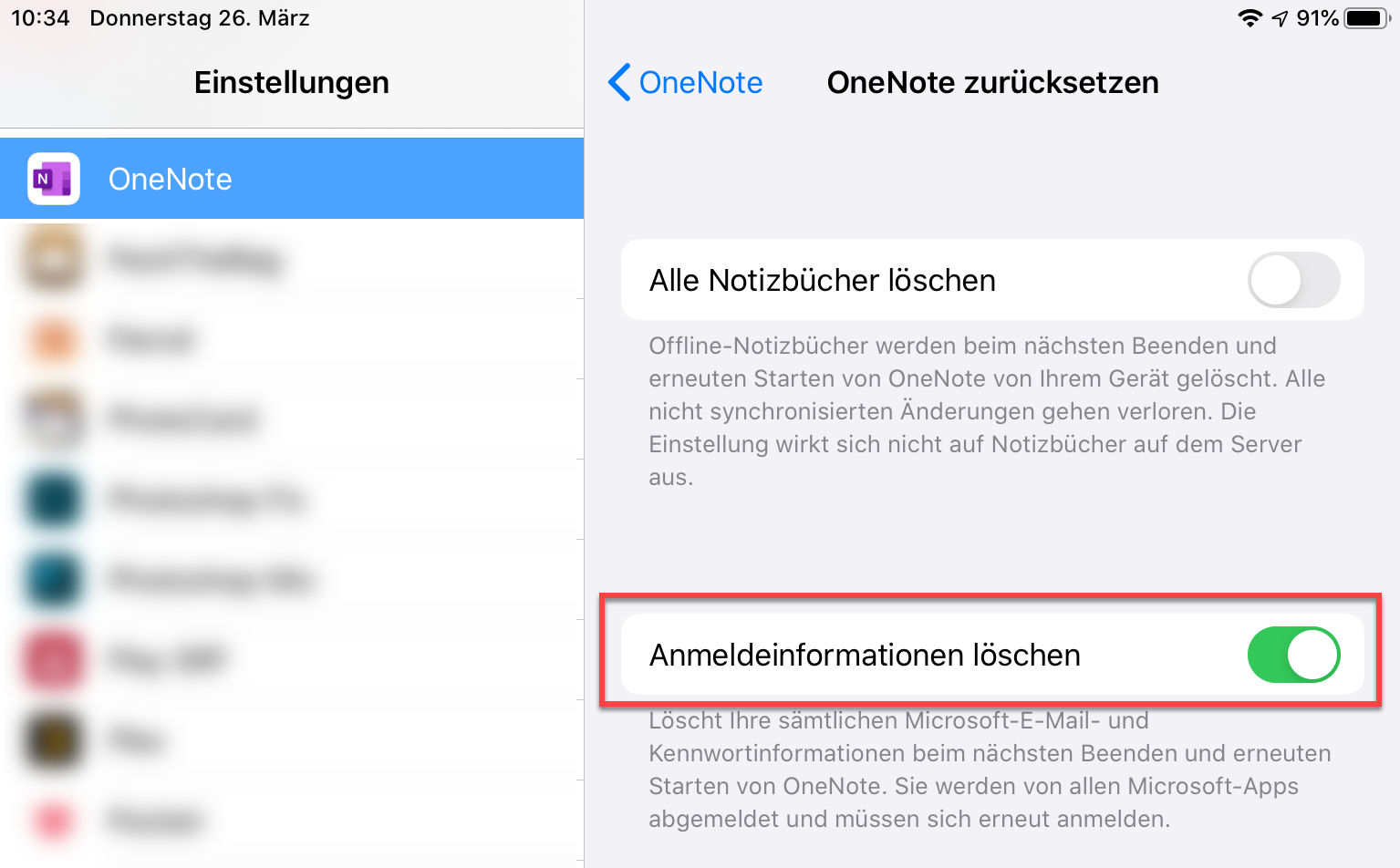 Aktivieren Sie nur die Option "Anmeldeinformationen löschen"