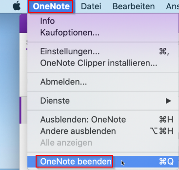 OneNote beenden