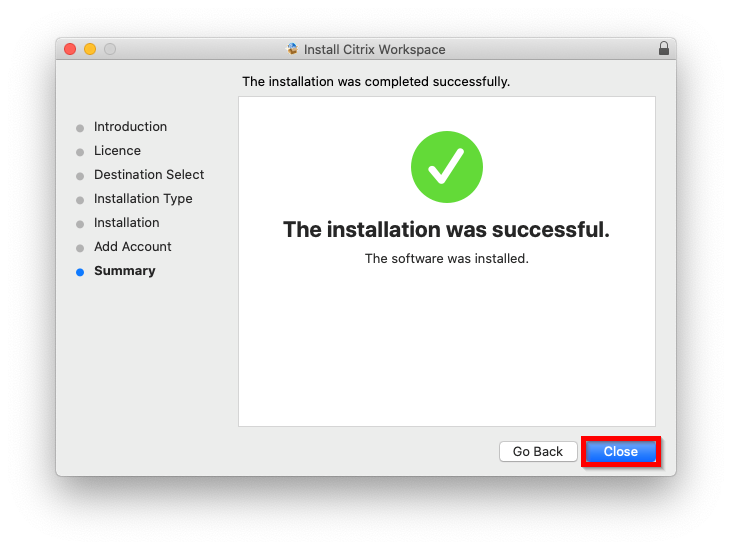 Close Installation Wizard