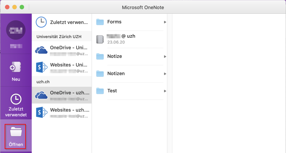 OneNote Notizbuch öffnen