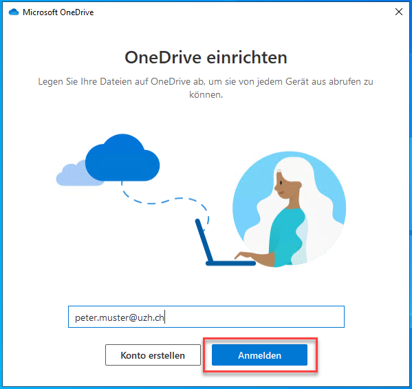 Anmeldung in OneDrive