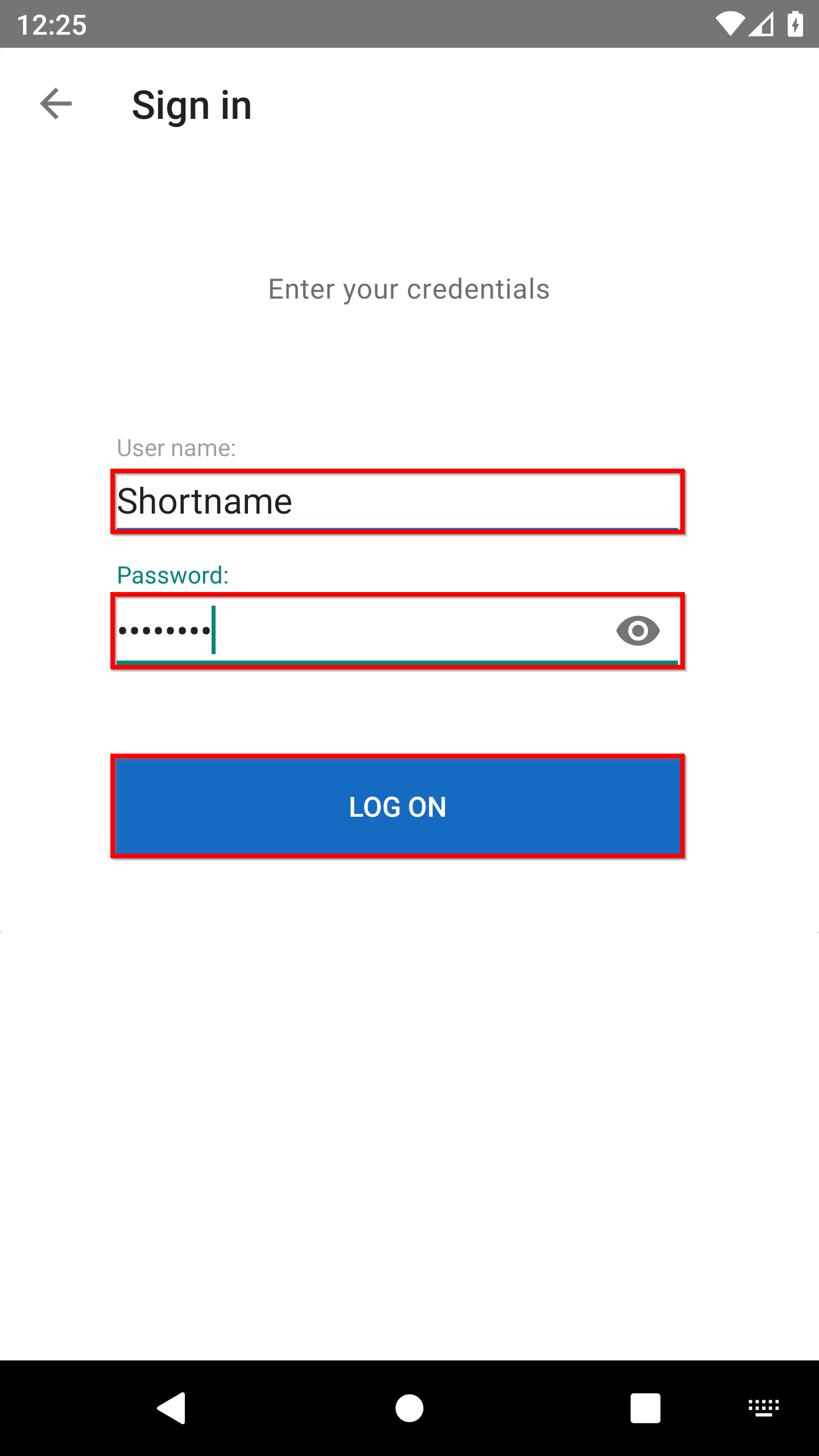 Sign in with your Active Directory account