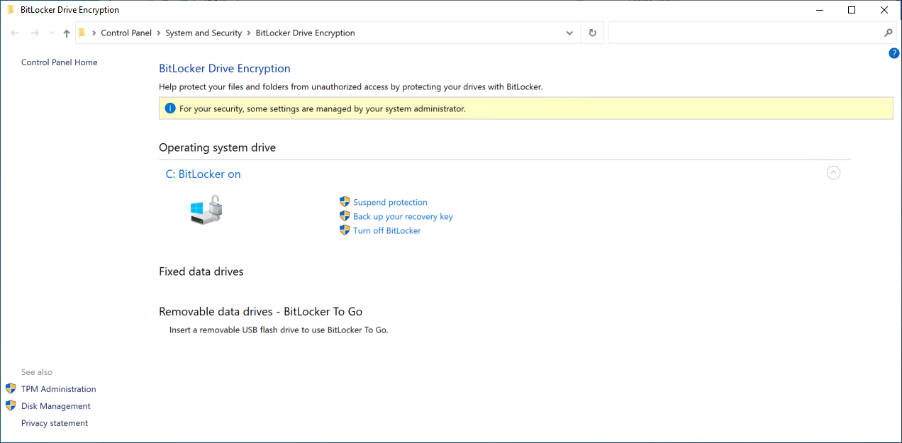 Bitlocker Settings