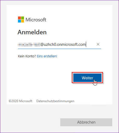 Melden Sie sich an Ihr altes Microsoft-Konto an.