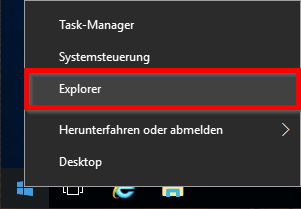 Kontextmenü mit Explorer-Eintrag