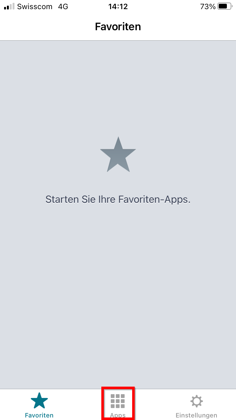 Per Tipp auf das Pluszeichen hinzufügen der Favoriten-Apps starten