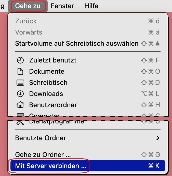 MenübefehlGeheZuUndMitSerververbinden